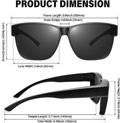 Fit Over Glasses Sunglasses For Men & Women Polarized Lens 99 UV Protection