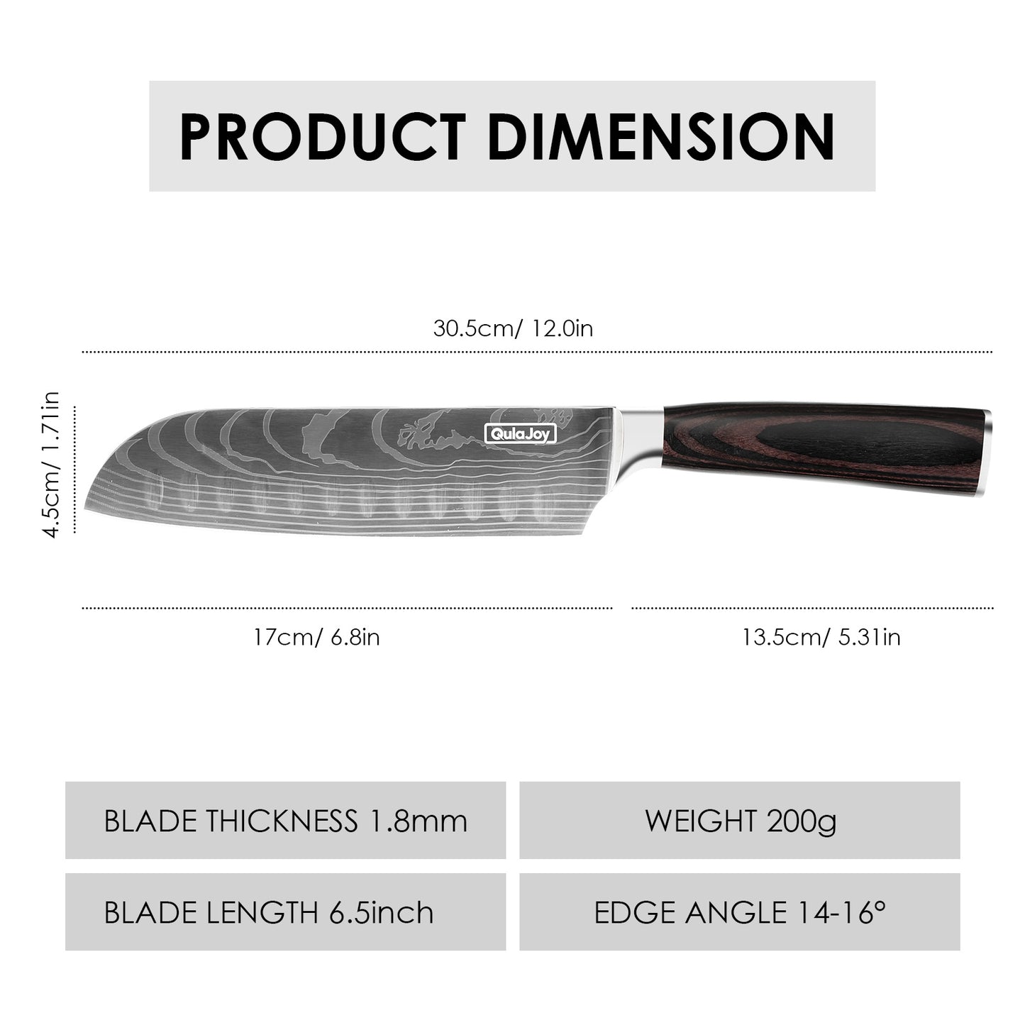 Qulajoy Santoku Knife, High Carbon Stainless Steel Chef Knife Japanese Kitchen Knives With Ergonomic Pakkawood Handle, Chopping Knife For Home Kitchen Cooking