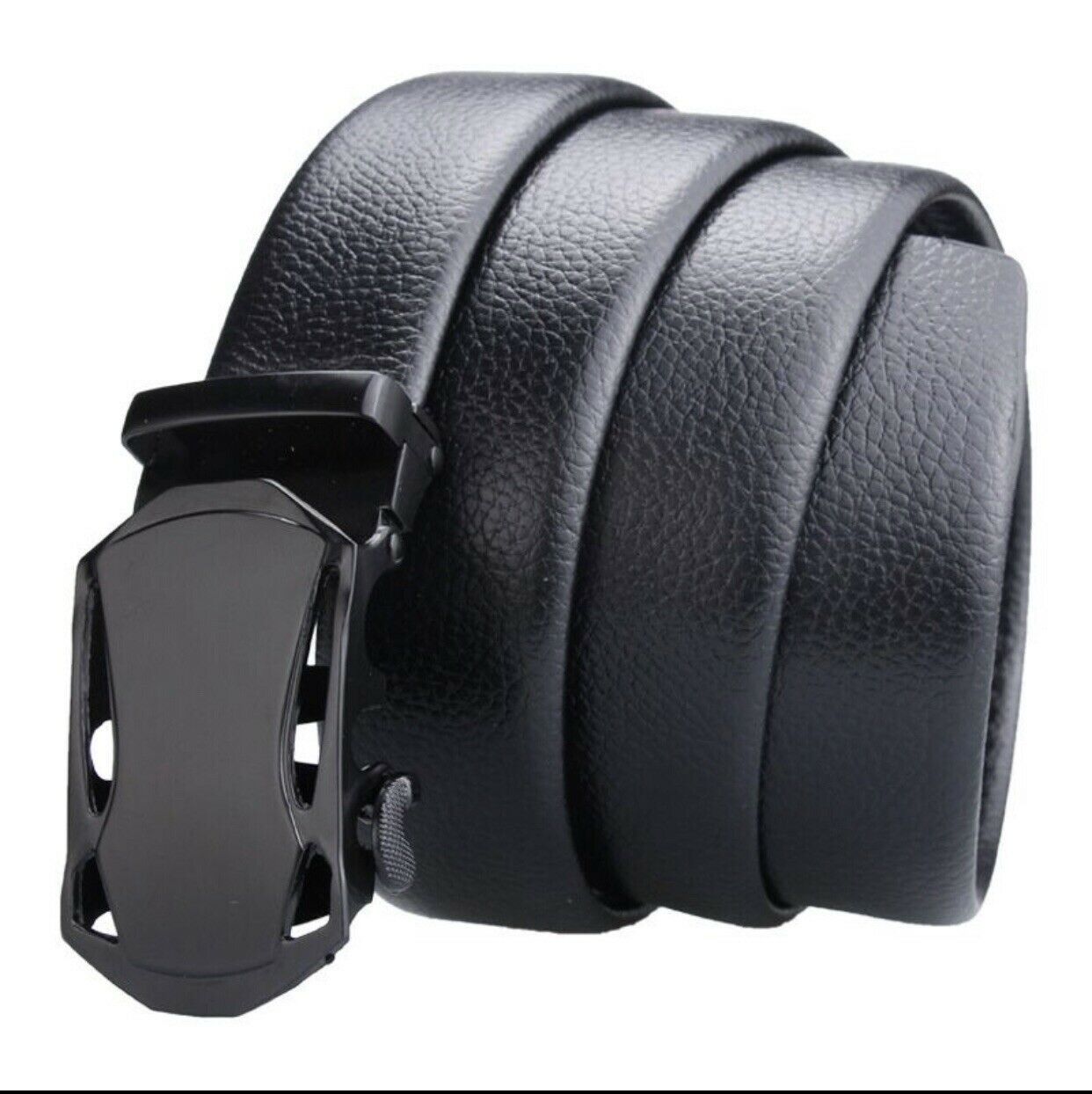 Microfiber Leather Ratchet Belt Adjustable Automatic Buckle Black Belts For Men