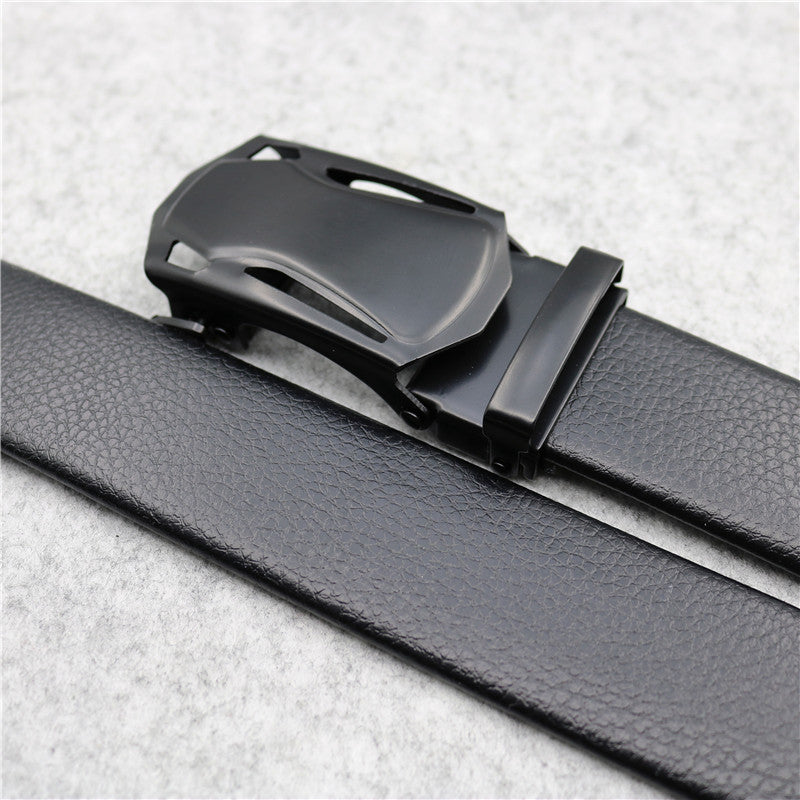 Microfiber Leather Ratchet Belt Adjustable Automatic Buckle Black Belts For Men