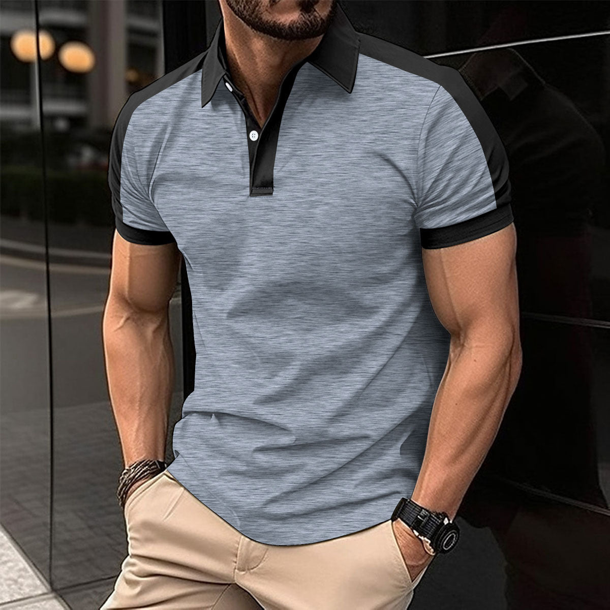 Men's Short Sleeve Business Shirt Summer Casual Polo Shirts